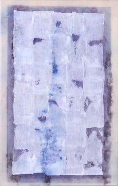 Vintage White Patches - Abstract Composition on Linen by D. Whalen