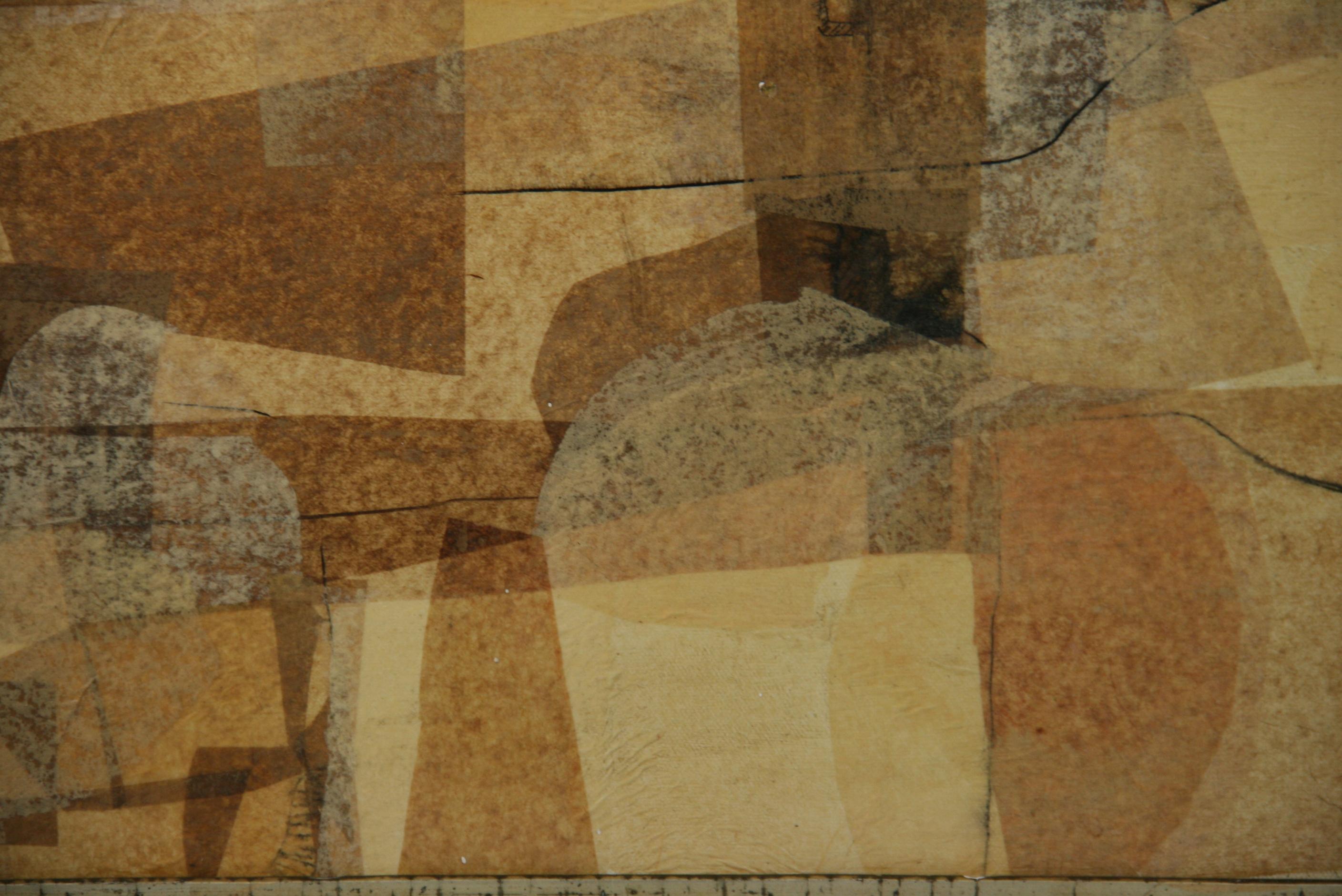 Cubic Geometric Monochromatic Mid Century  Oil Painting 1980 2