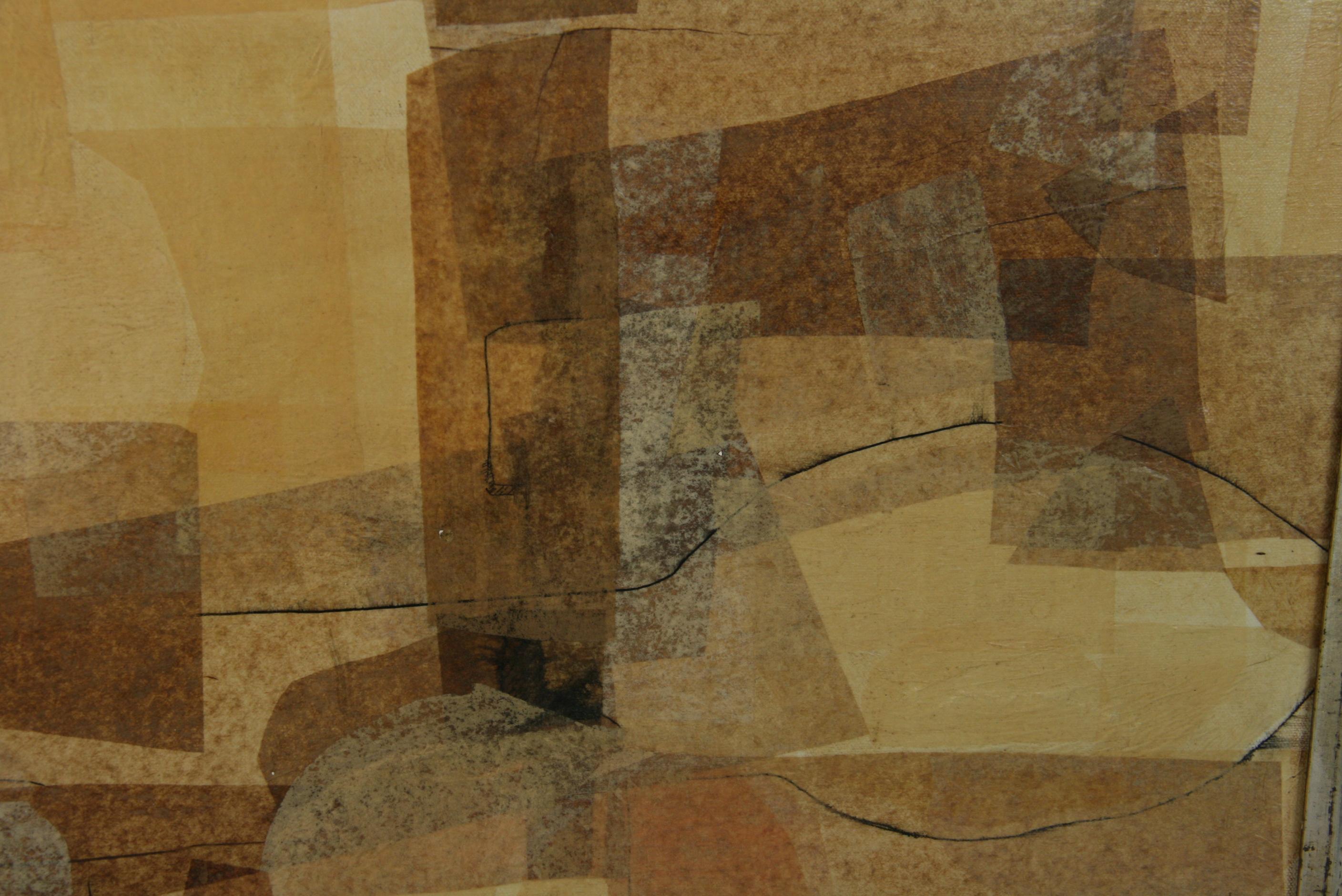 Cubic Geometric Monochromatic Mid Century  Oil Painting 1980 4