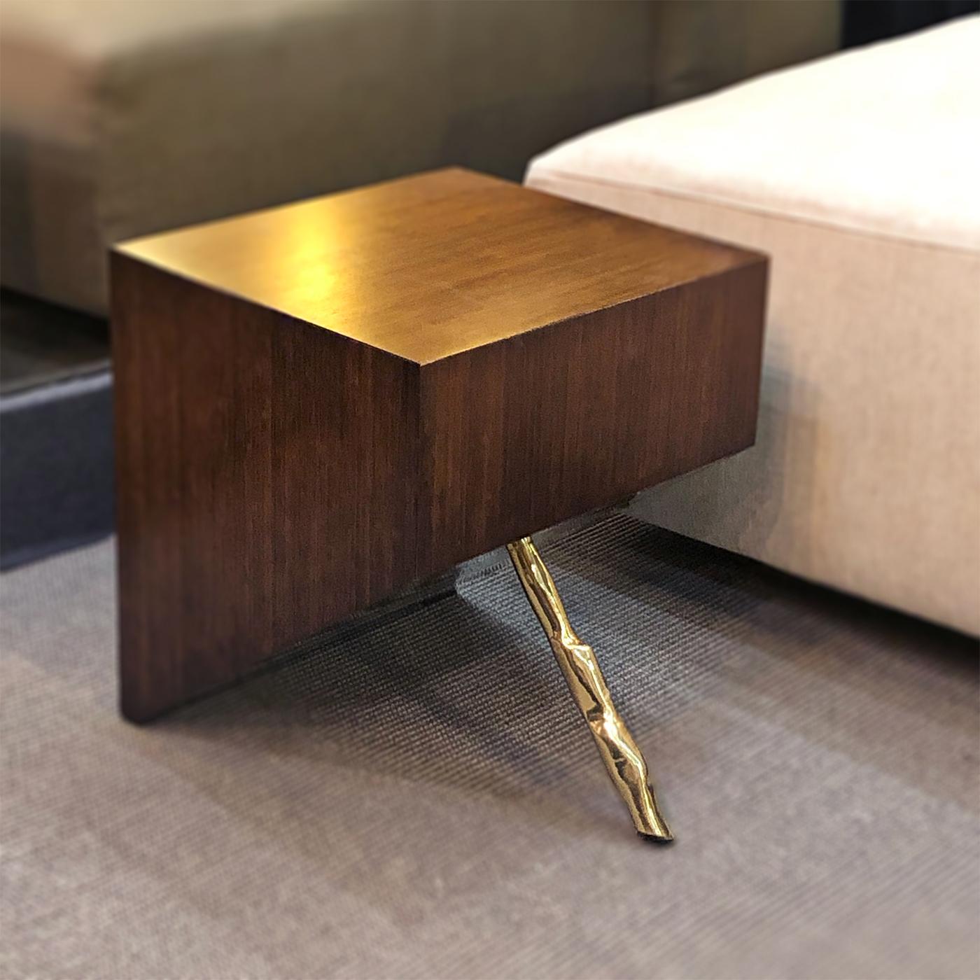 italien D/Zen Table d'appoint carrée en or et brun par CtrlZak en vente