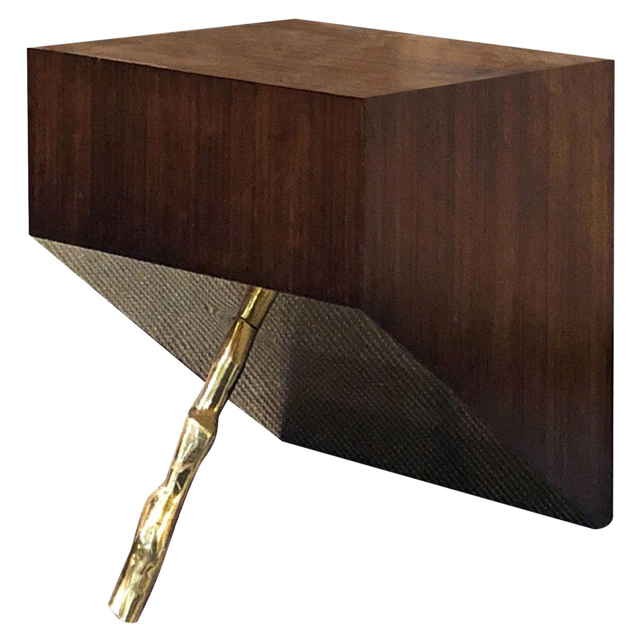 D/Zen Natural Square Side Table Gold and Brown by CtrlZak For Sale