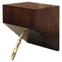 D/Zen Natural Square Side Table Gold and Brown by CtrlZak