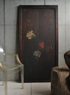 D1 Japanese Antiques Board painting, sliding door, fittings, Peony & Bamboo