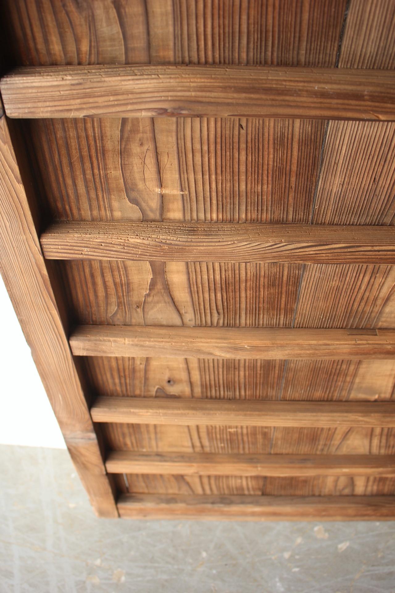 D10 Antigüedades japonesas puertas de dos tableros, herrajes, diseño de rayas de cedro en venta 8