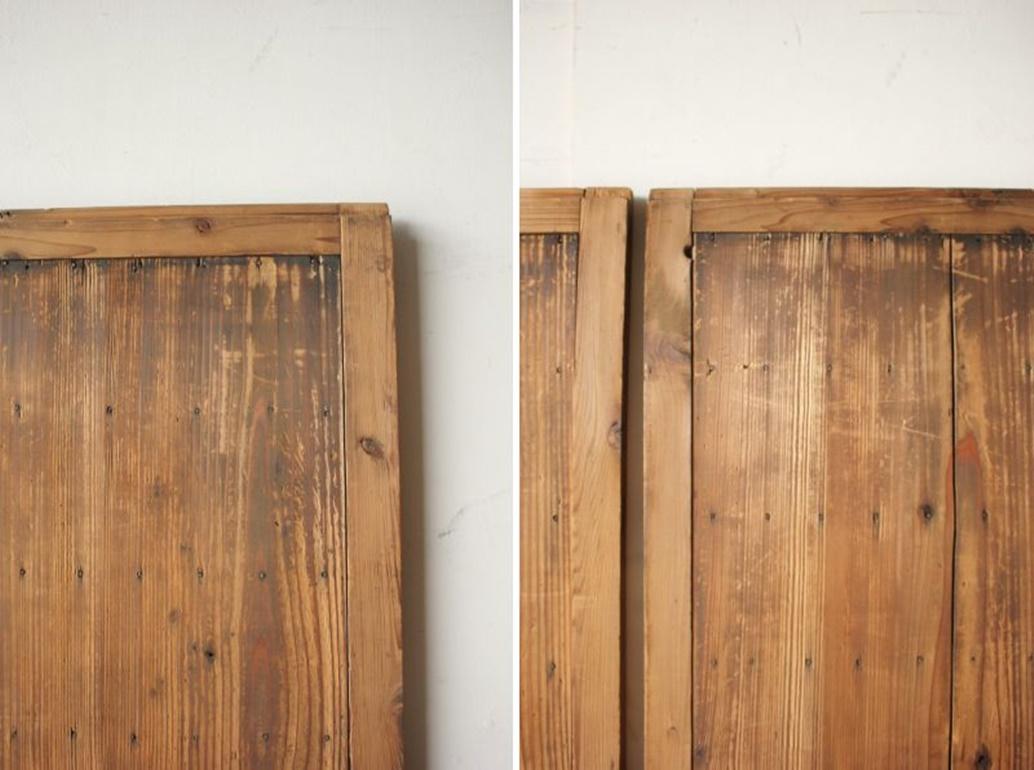 D10 Antigüedades japonesas puertas de dos tableros, herrajes, diseño de rayas de cedro en venta 12