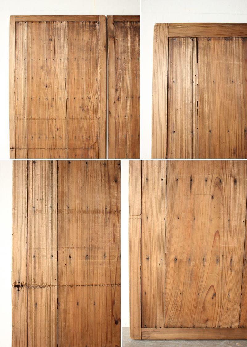 D10 Antigüedades japonesas puertas de dos tableros, herrajes, diseño de rayas de cedro en venta 13