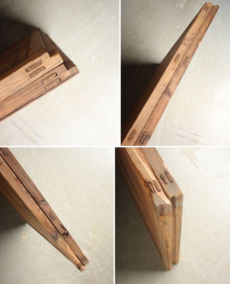 D10 Antigüedades japonesas puertas de dos tableros, herrajes, diseño de rayas de cedro en venta 14