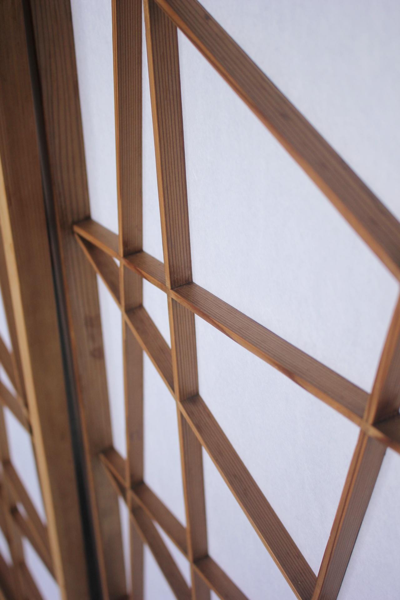 D12 Antiquariato giapponese quattro porte, accessori, porta Washi Shoji modello Zigzag in vendita 5