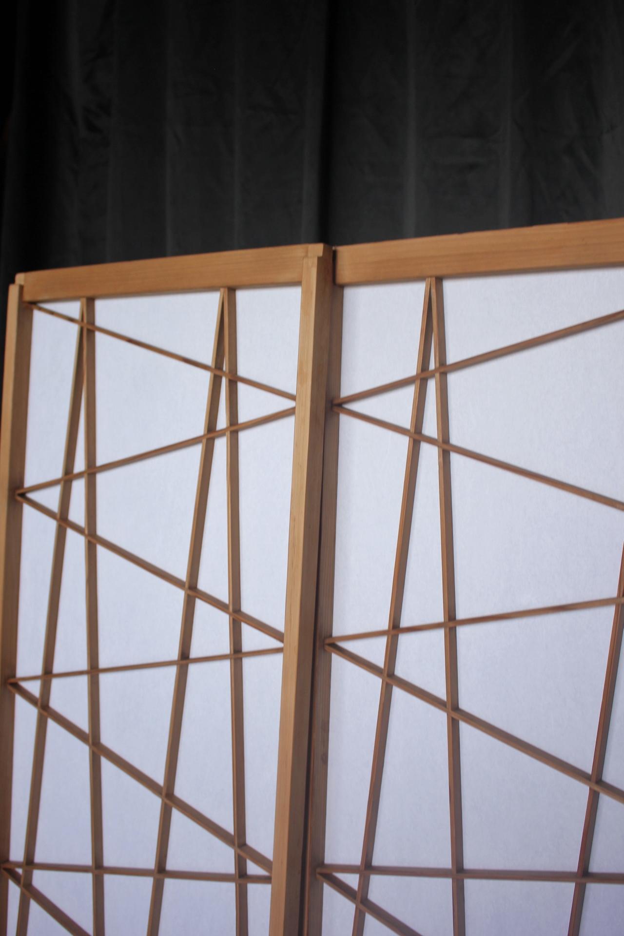 D12 Antiquariato giapponese quattro porte, accessori, porta Washi Shoji modello Zigzag In condizioni buone in vendita a Niiza, JP