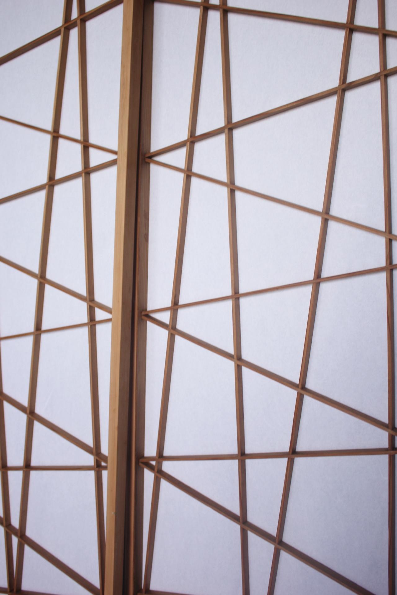 XX secolo D12 Antiquariato giapponese quattro porte, accessori, porta Washi Shoji modello Zigzag in vendita