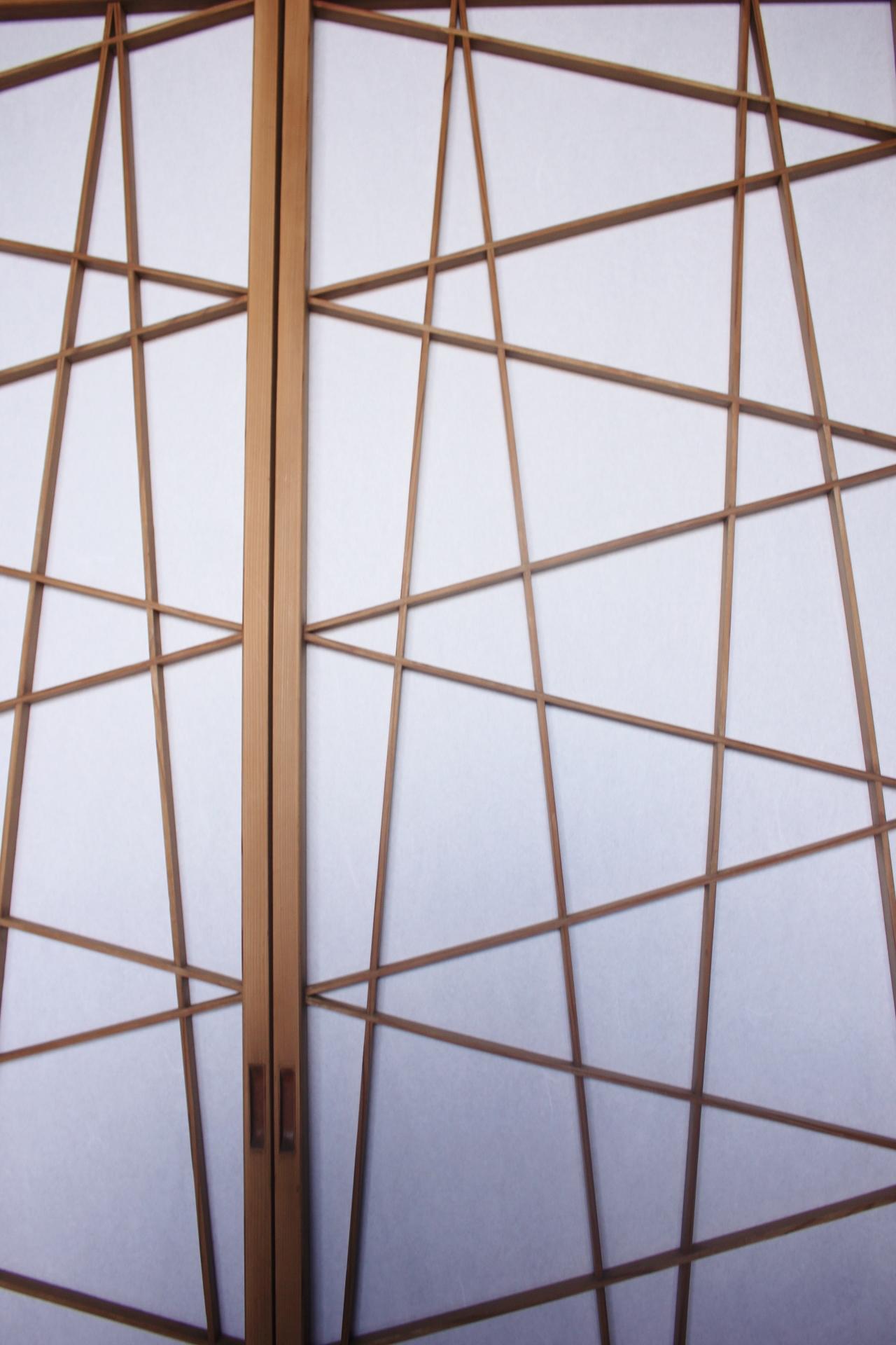 D12 Antiquariato giapponese quattro porte, accessori, porta Washi Shoji modello Zigzag in vendita 3