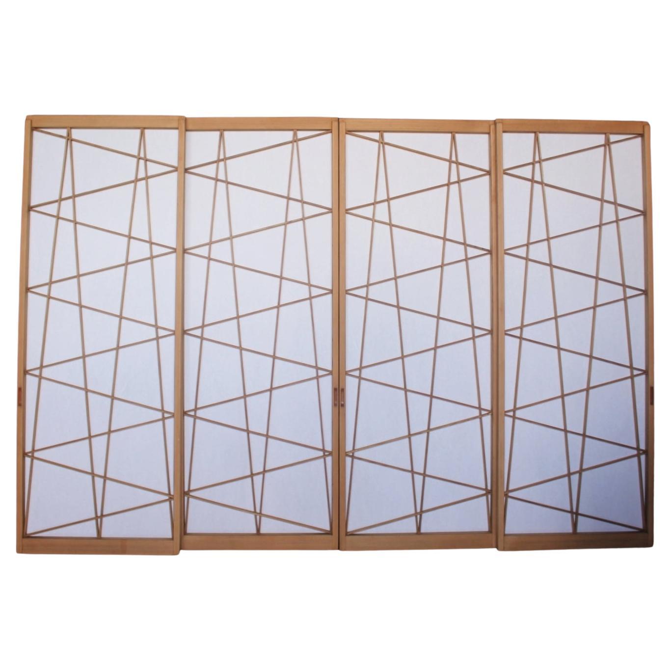 D12 Antiquariato giapponese quattro porte, accessori, porta Washi Shoji modello Zigzag in vendita