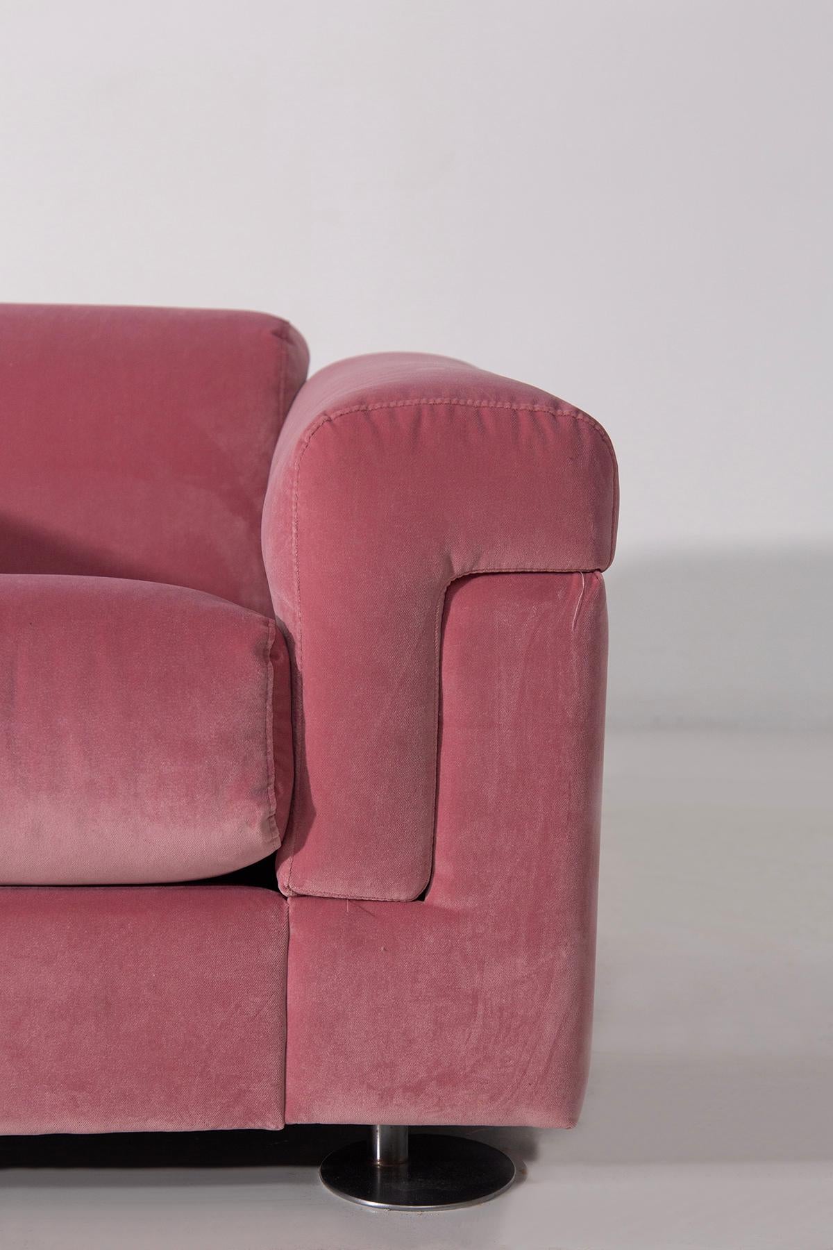 Moderne Fauteuil D120 en velours rose de Valeria Borsani et Alfredo Bonetti pour Tecno