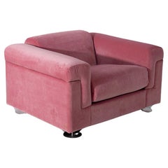 Fauteuil D120 en velours rose de Valeria Borsani et Alfredo Bonetti pour Tecno