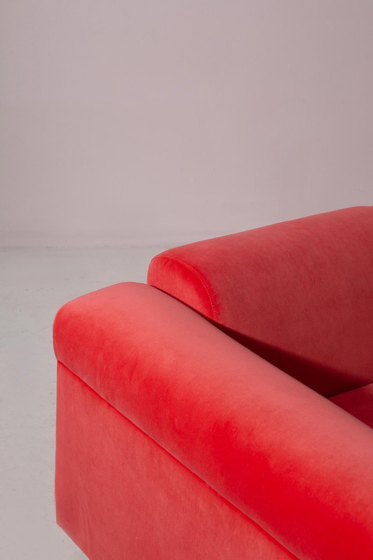 Steel D120 Velvet sofa Valeria Borsani and Alfredo Bonetti for Tecno