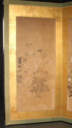 B122 Japanese Antiques 2panels Byobu, paper, folding Screen Autumn grasses