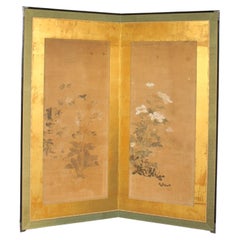 B122 Japanese Antiques 2panels Byobu, paper, folding Screen Autumn grasses