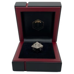 D20 Würfel Sterlingsilber schwarz rhodiniert im schwarzen Etui
