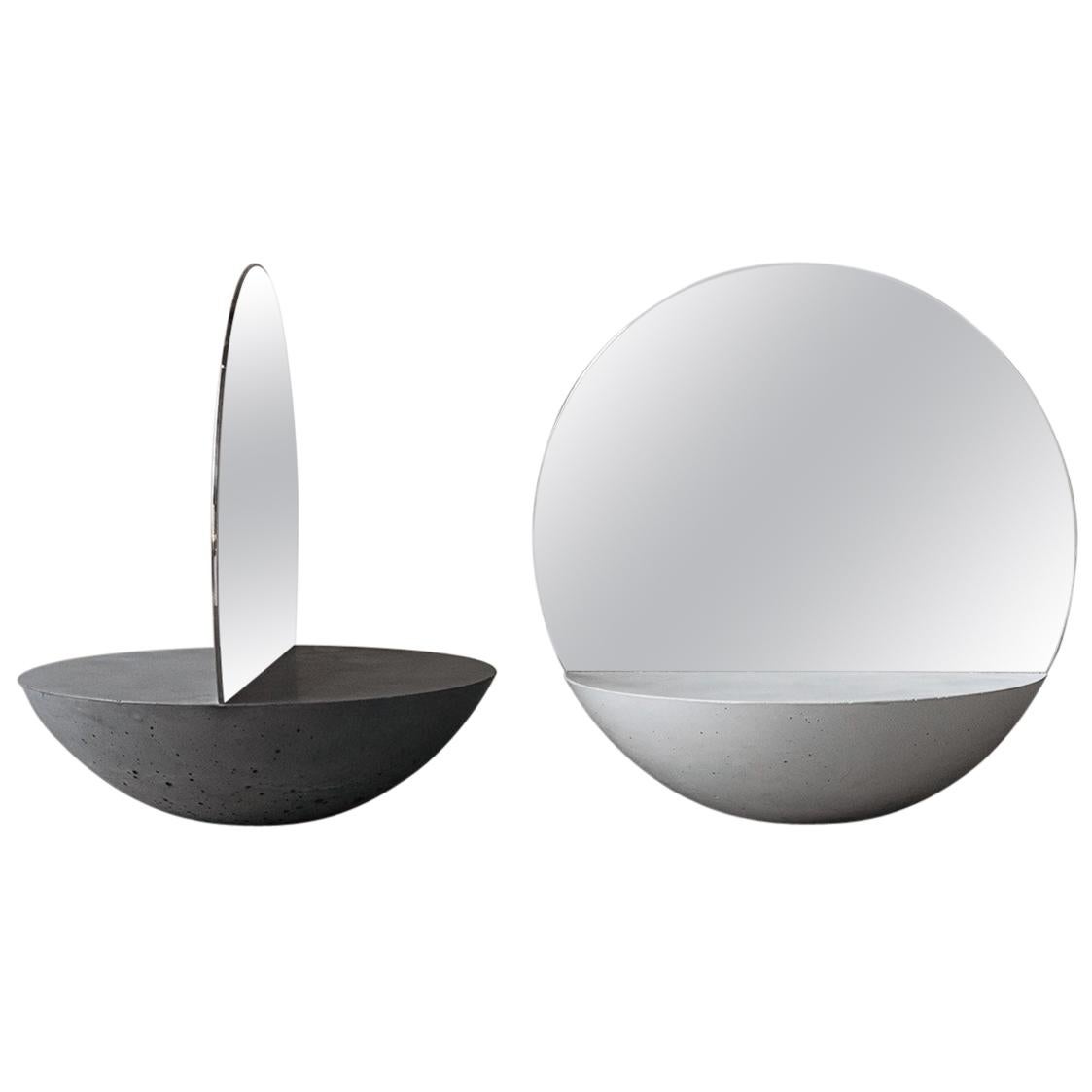 D30 Double Sided Mirror in Concrete 100% Handmade in Italy For Sale