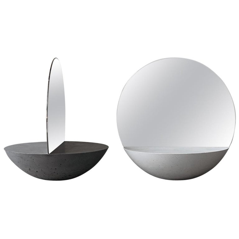 D30 Double Sided Mirror in Concrete 100 Handmade in Italy For Sale at
