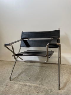 D4 Foldingchair by Marcel Breuer for Tecta in Black Leather -1980