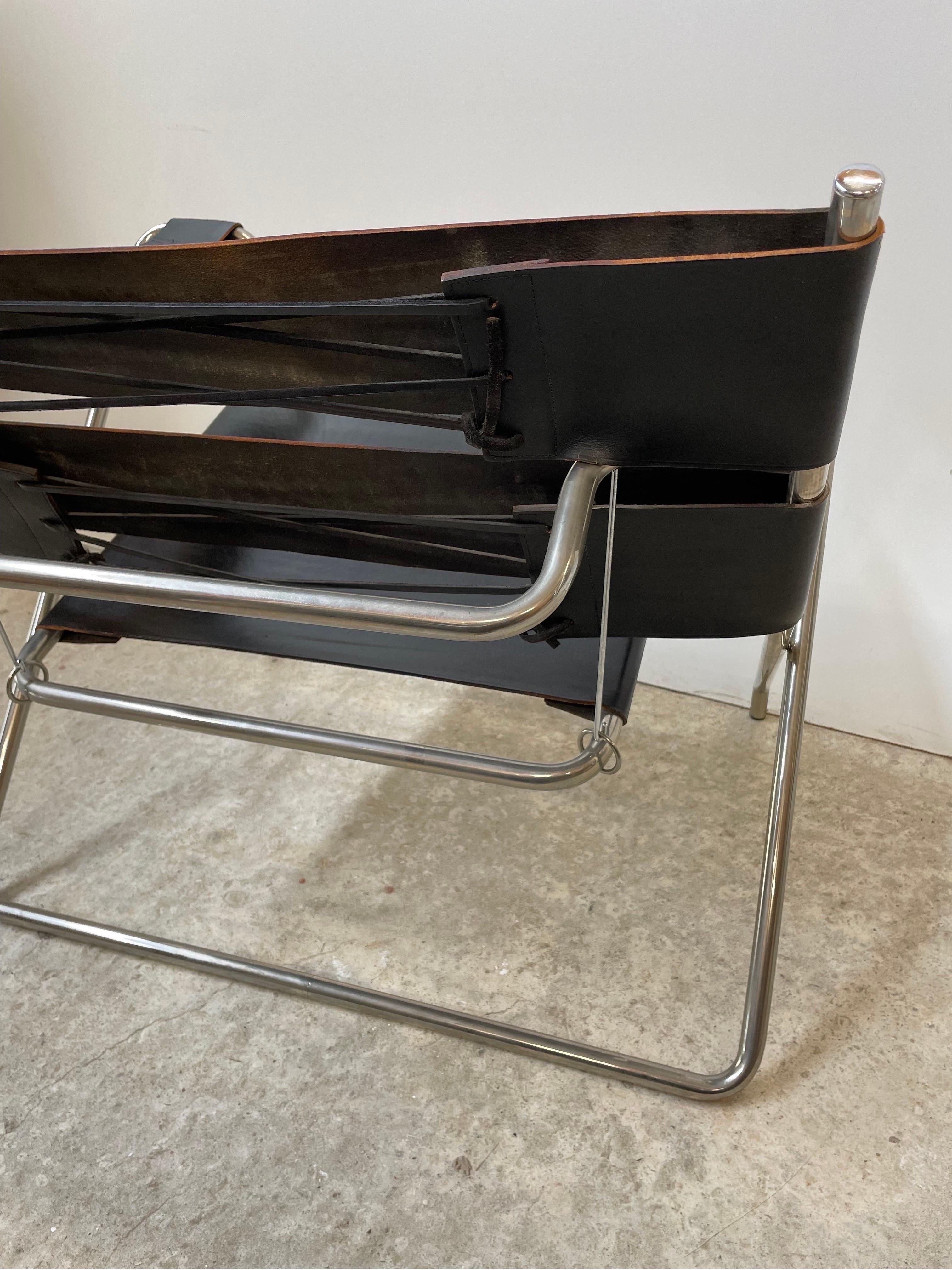 D4 Foldingchair by Marcel Breuer for Tecta in Black Leather -1980 In Good Condition For Sale In Lübeck, DE