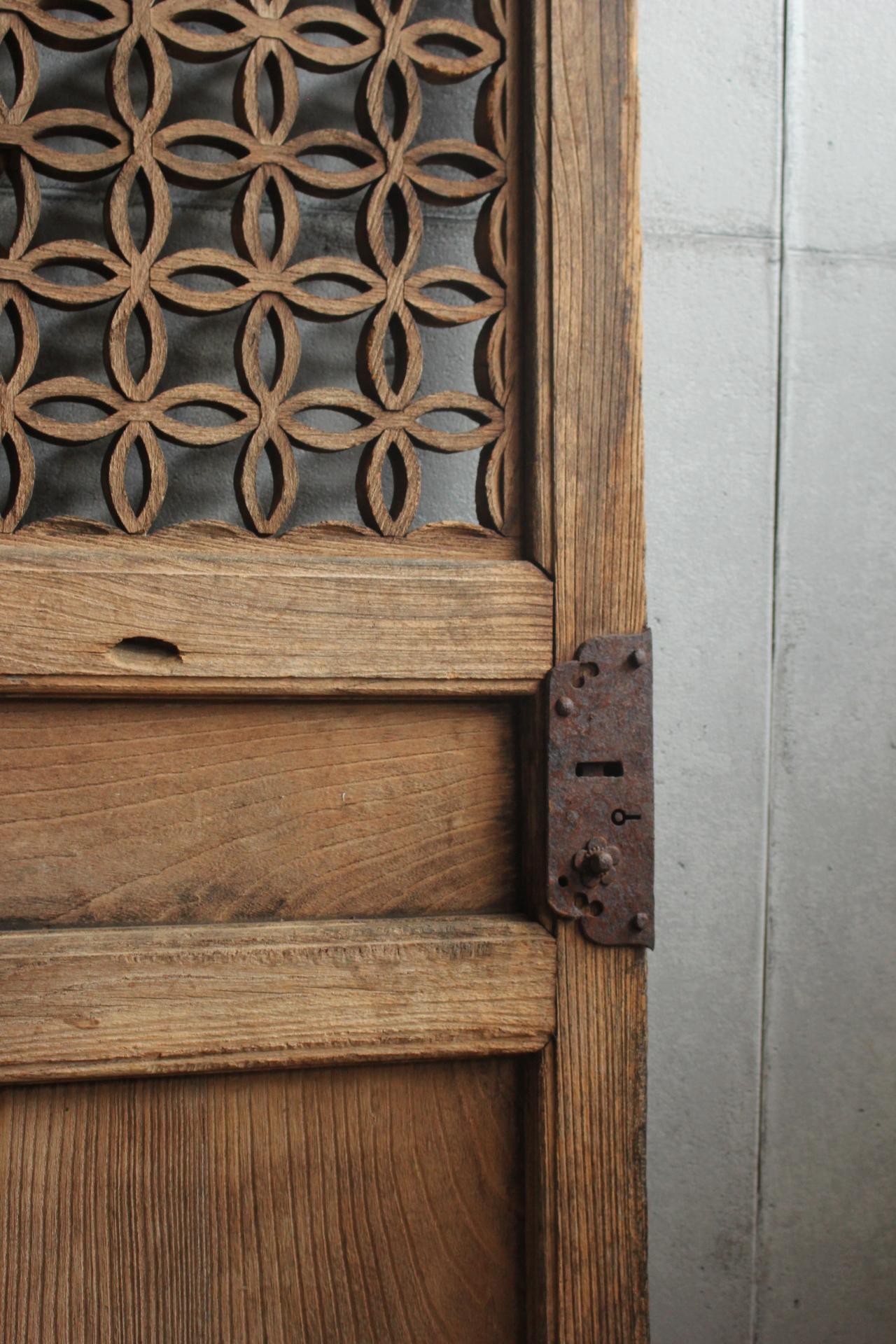 D4 Japanese Antiques, door, fittings, Temple fittings, Zelkova, Kumiko design For Sale 1