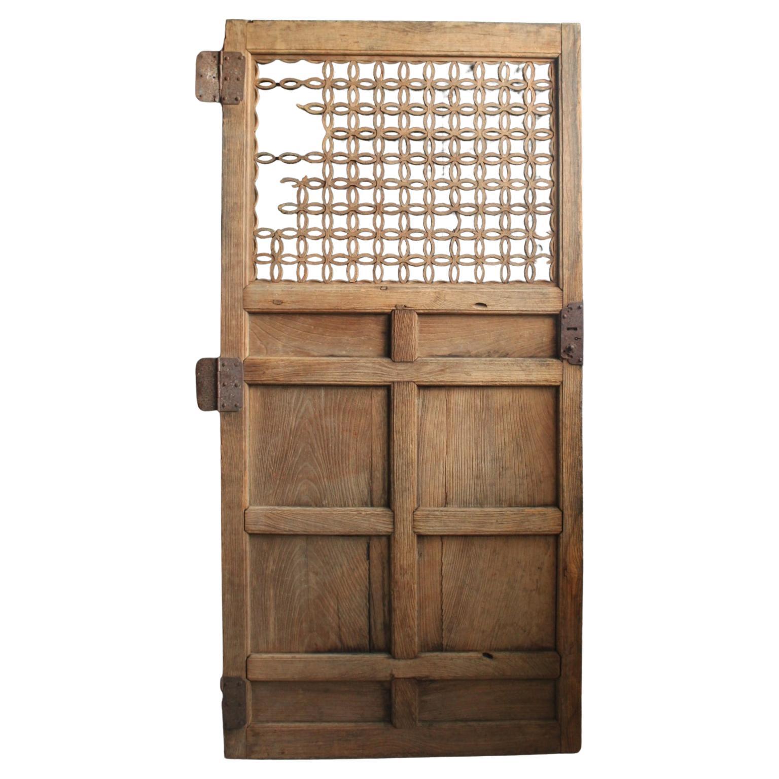 D4 Japanese Antiques, door, fittings, Temple fittings, Zelkova, Kumiko design For Sale