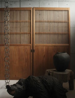 D7 Japanese Antiques, two lattice doors, fittings