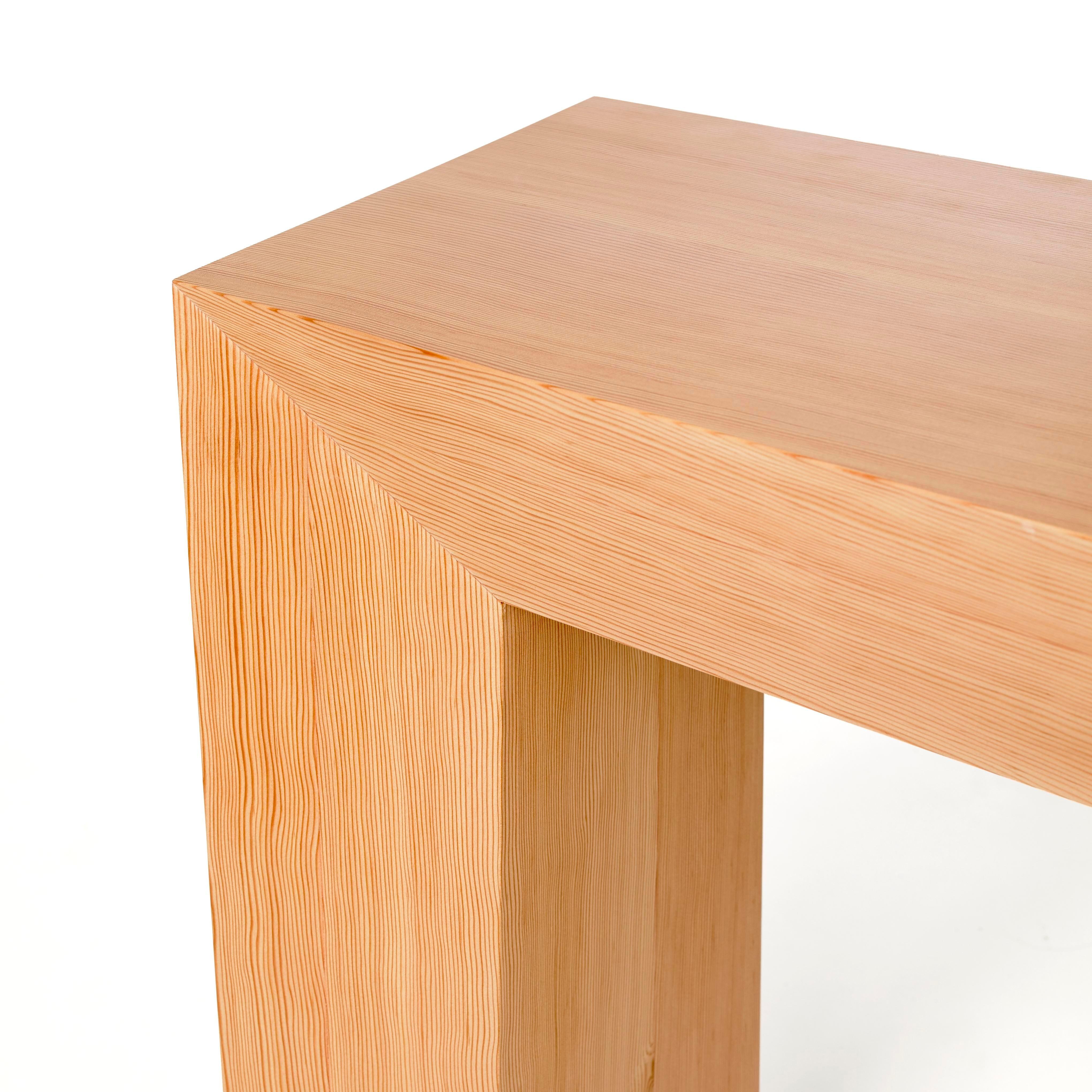 Hand-Crafted D7 Natural Fir Wood Waterfall and Acrylic Console by Autonomous Furniture For Sale