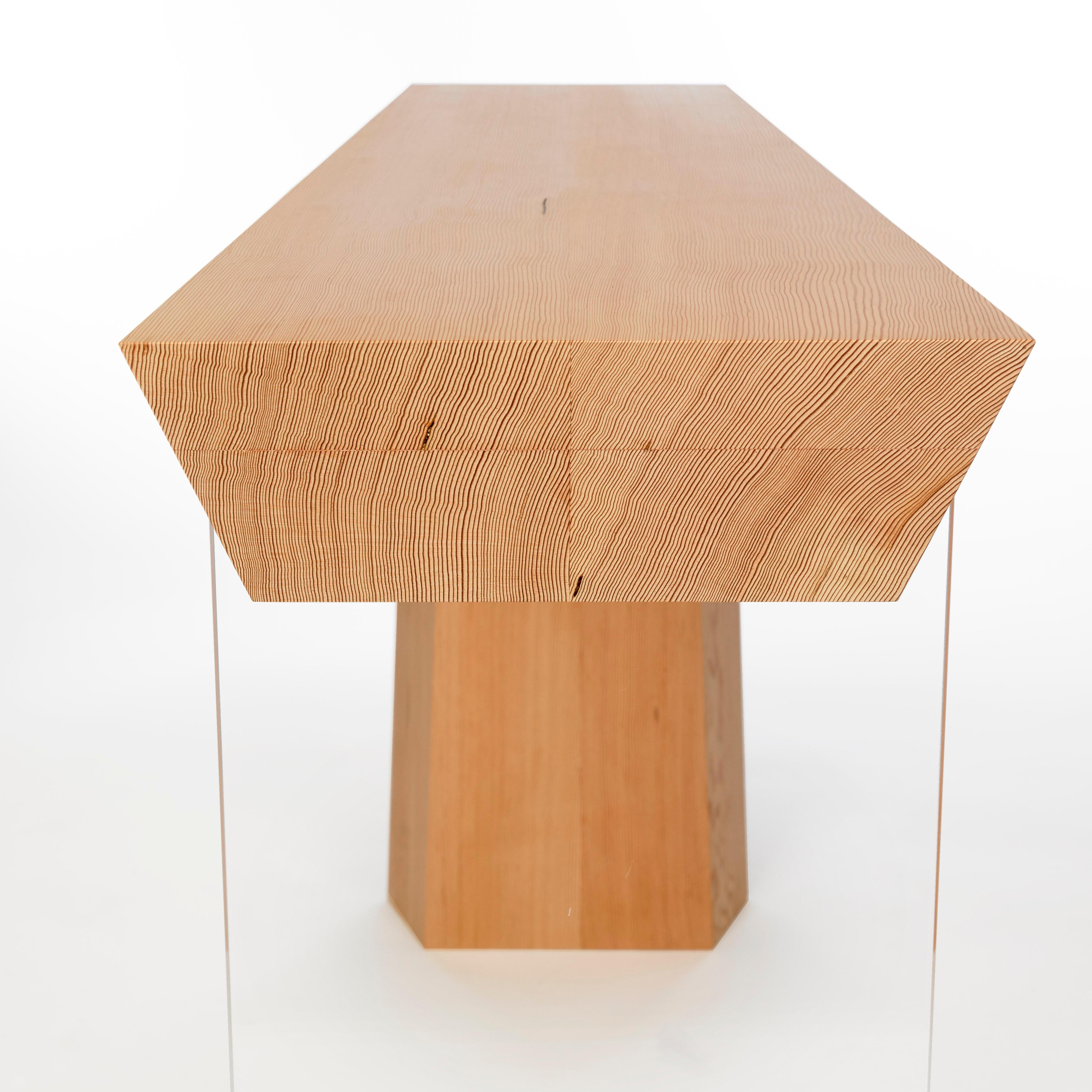 D7 Natural Fir Wood Waterfall and Acrylic Console by Autonomous Furniture In New Condition For Sale In Victoria, BC