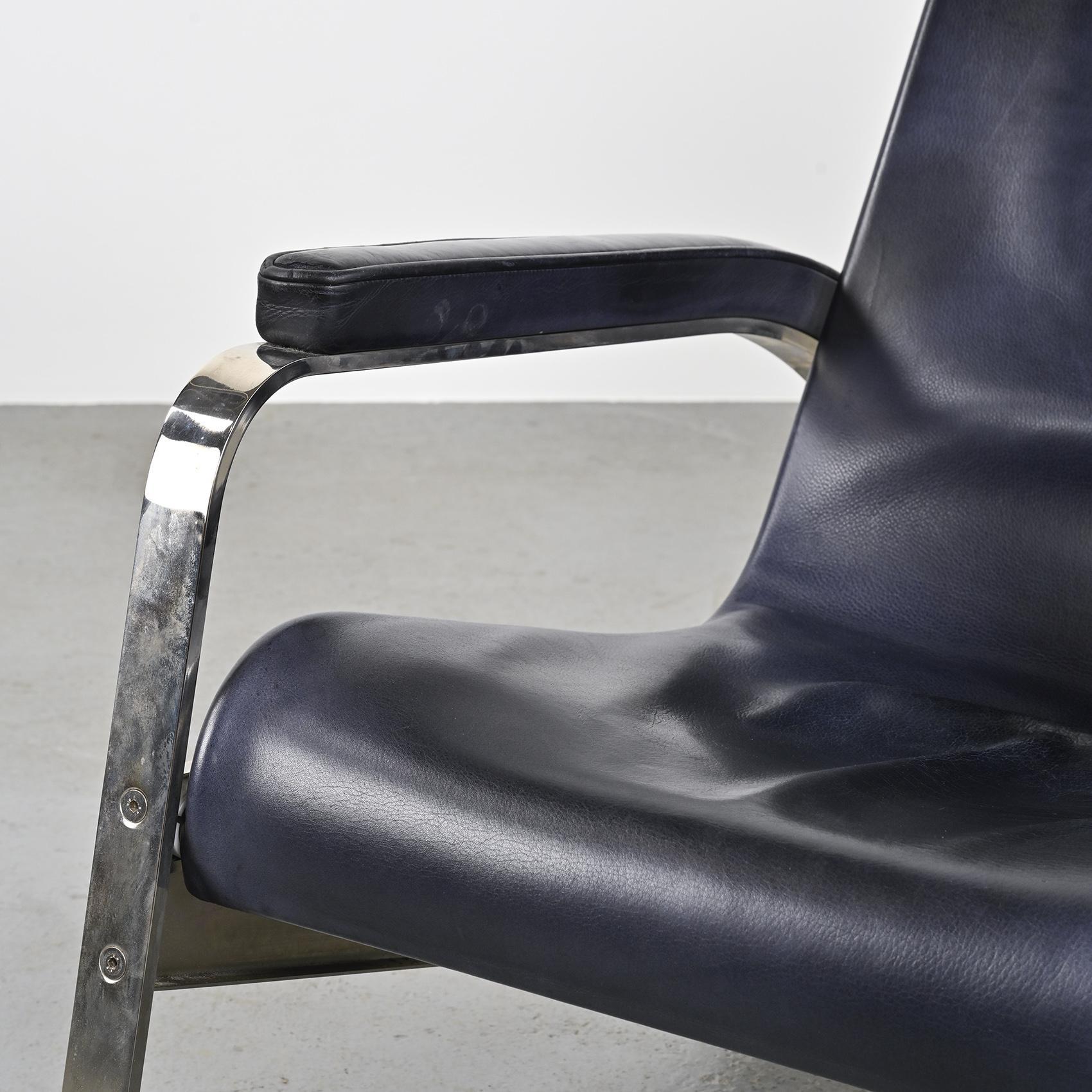 Steel D80 Leather Armchair by Jean Prouvé, created 1928 