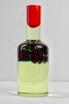 Da Ros für Cenedese Italienischer Roter Murrine Sommerso Murano Glass Kerzenhalter