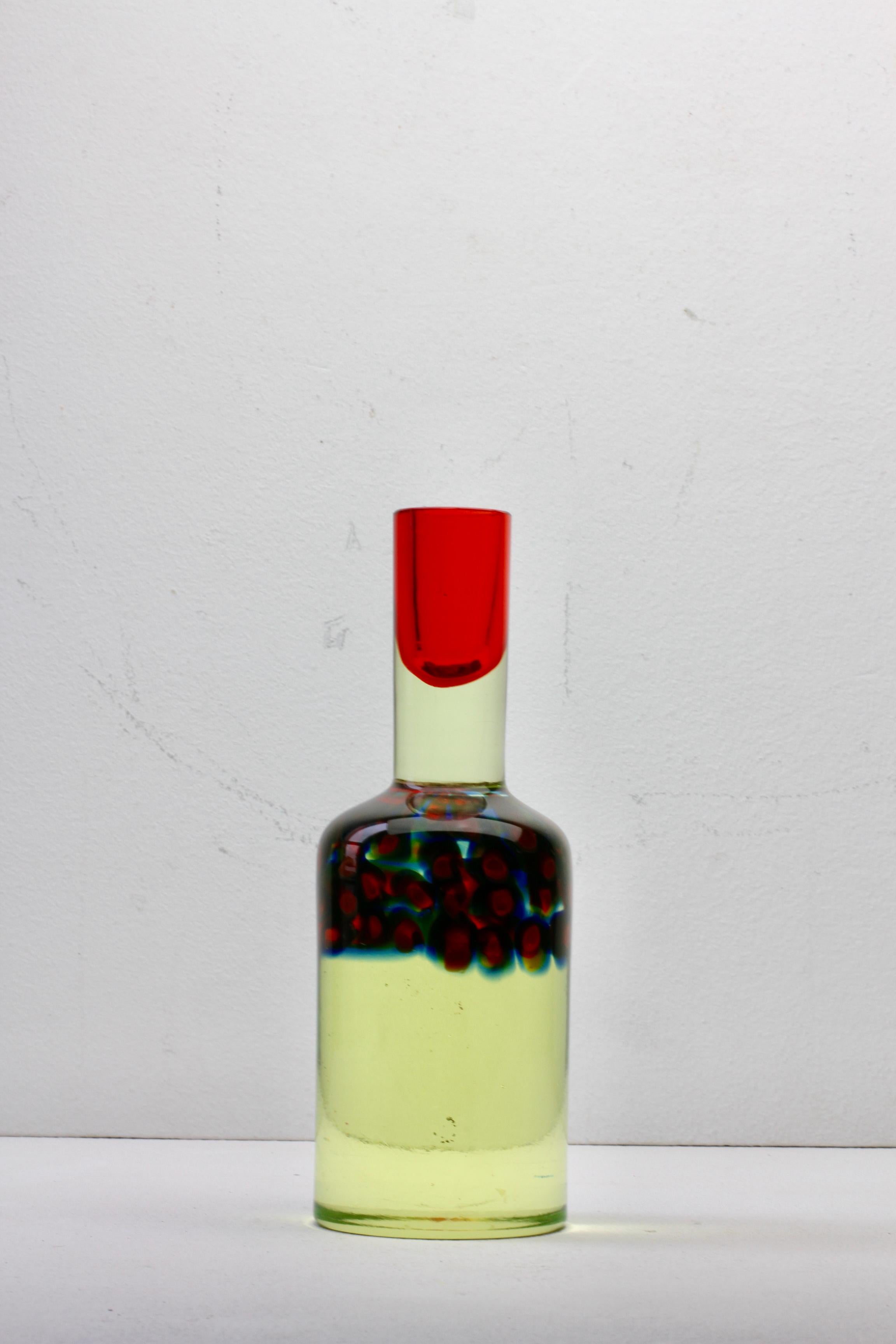 Mid-Century Modern Da Ros pour Cenedese - Porte-bougies italien en verre de Murano Sommerso rouge murrine en vente