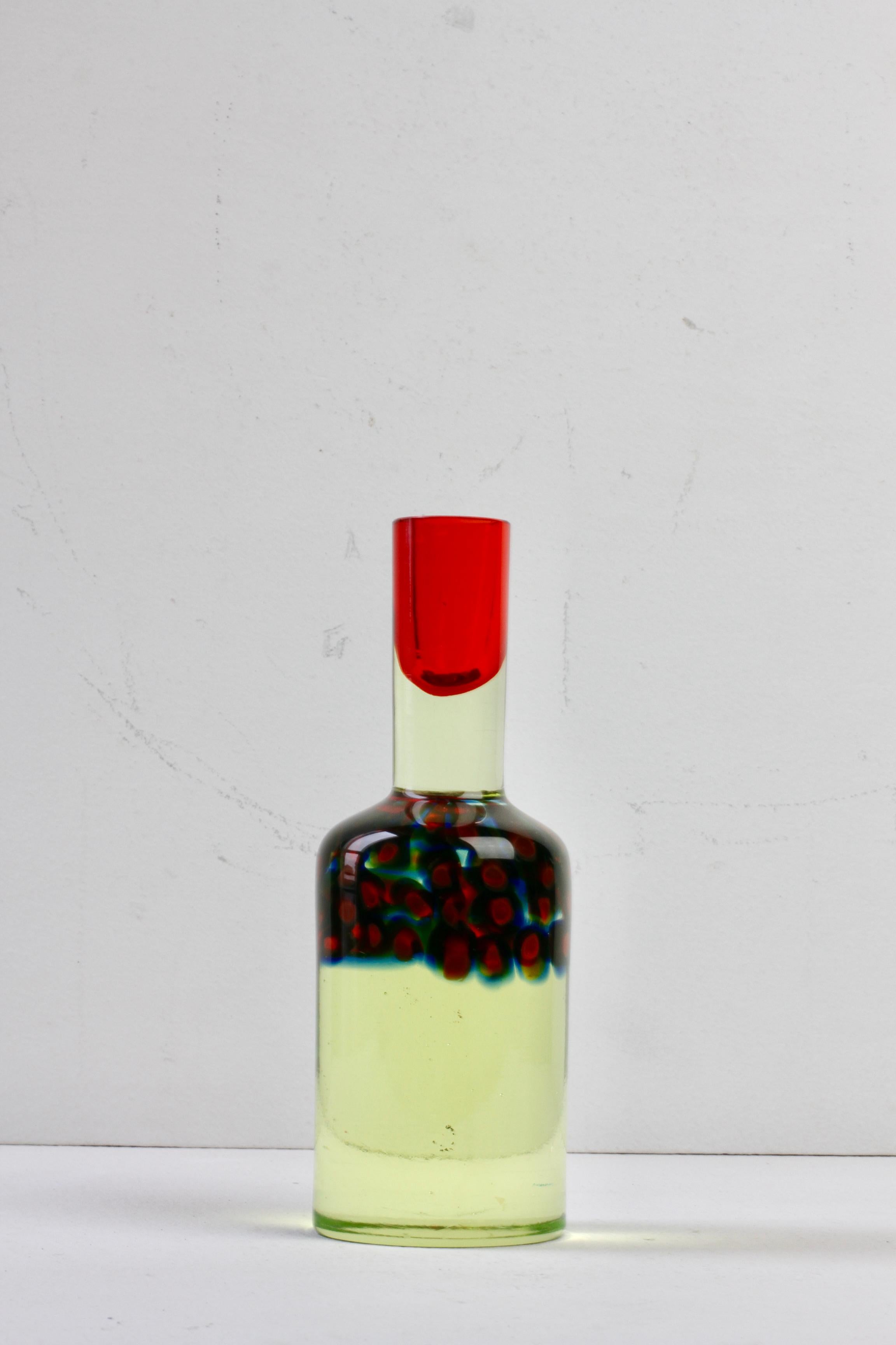 Da Ros pour Cenedese - Porte-bougies italien en verre de Murano Sommerso rouge murrine Excellent état - En vente à Landau an der Isar, Bayern