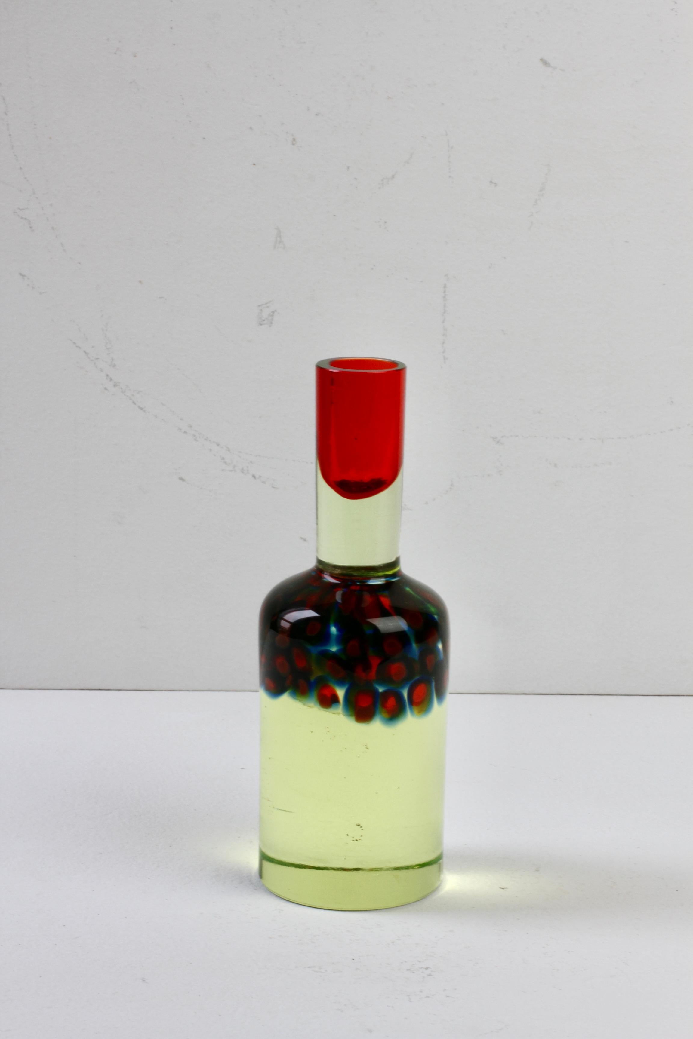 Verre brun Da Ros pour Cenedese - Porte-bougies italien en verre de Murano Sommerso rouge murrine en vente