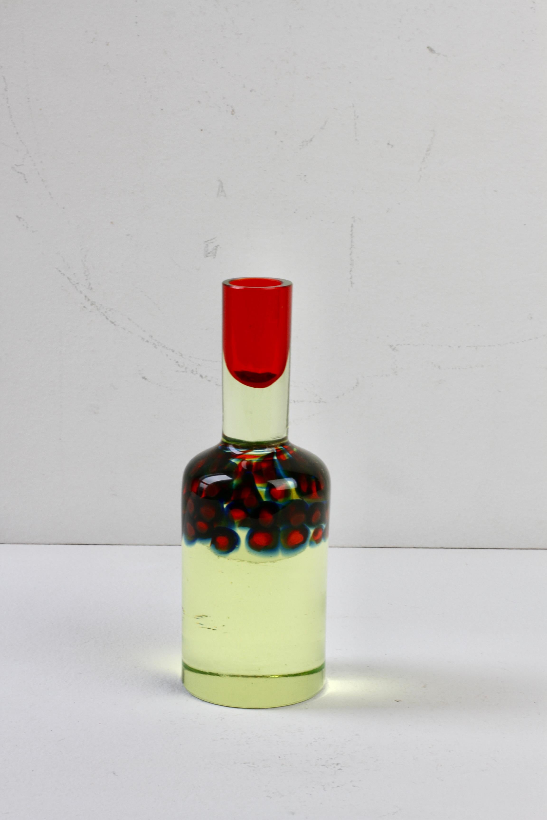 Da Ros pour Cenedese - Porte-bougies italien en verre de Murano Sommerso rouge murrine en vente 2