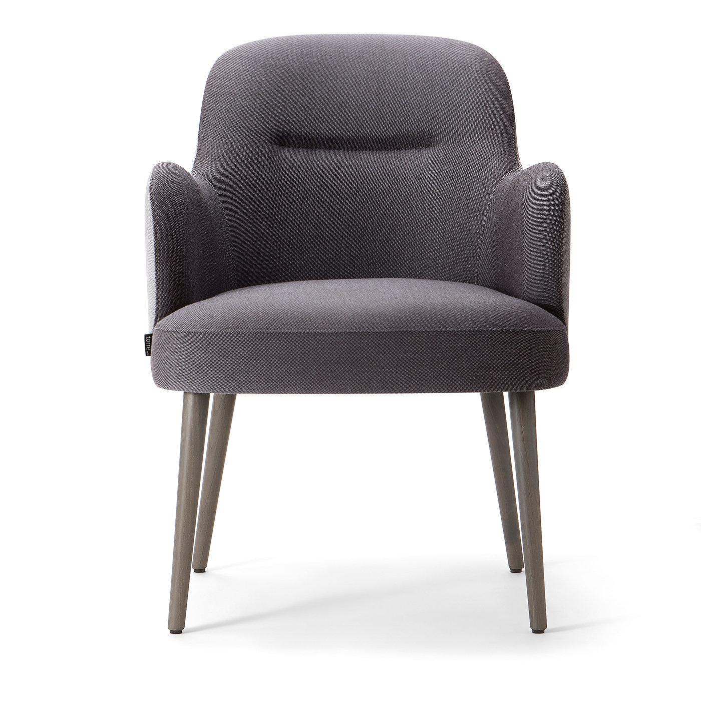 Characterized by a refined tone-on-tone gray hue upholstery (light gray for the back and dark gray for the front), this splendid armchair from the Da Vinci Collection will take center stage in any bedroom or living area with its majestic design.