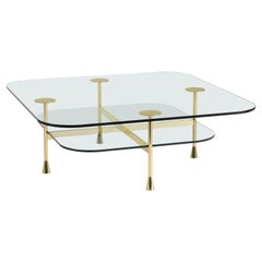Da Vinci Center Coffee Table in Glass with Polished Brass by Richard Hutten
