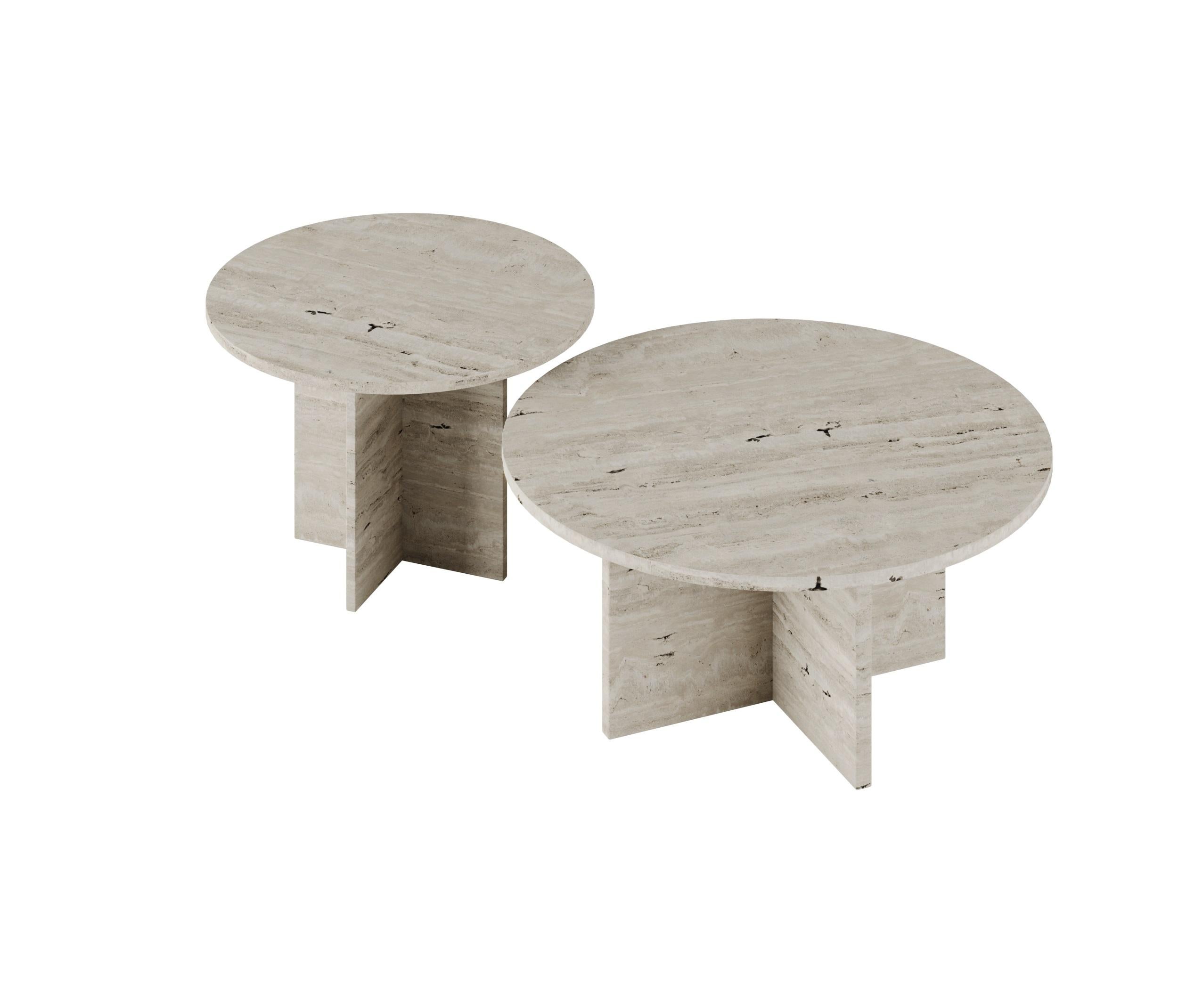 Hand-Carved Dabney Coffee Tables in Calacatta Viola Marble For Sale