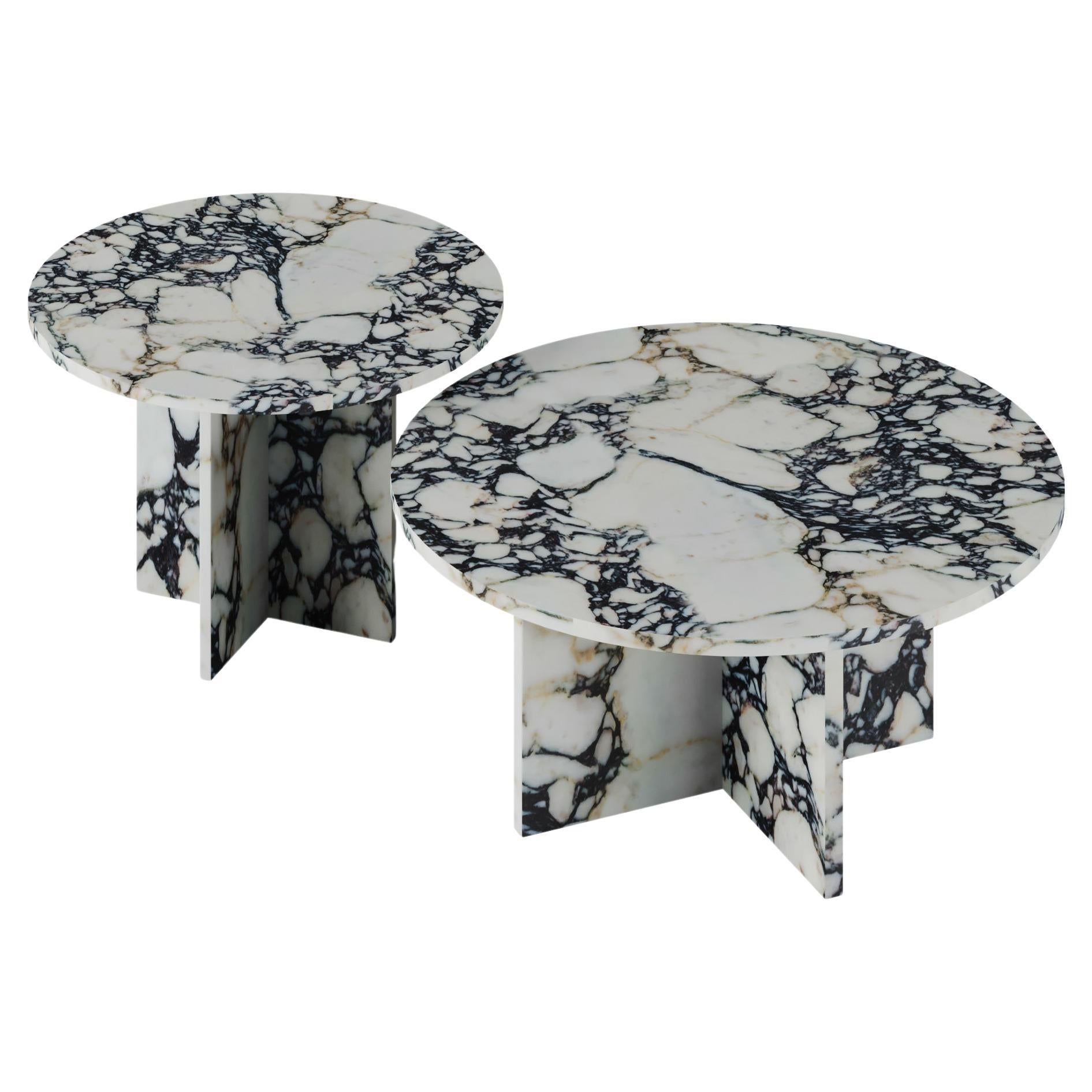 Dabney Coffee Tables in Calacatta Viola Marble For Sale