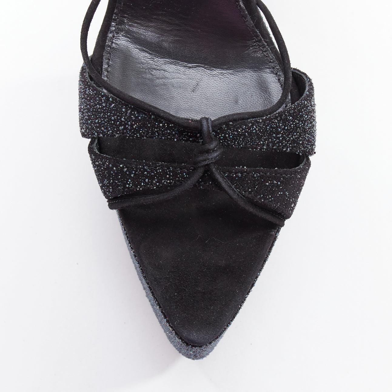 D'ACCORI Belle Galactic Black glitter textured platform sandales EU39 en vente 1