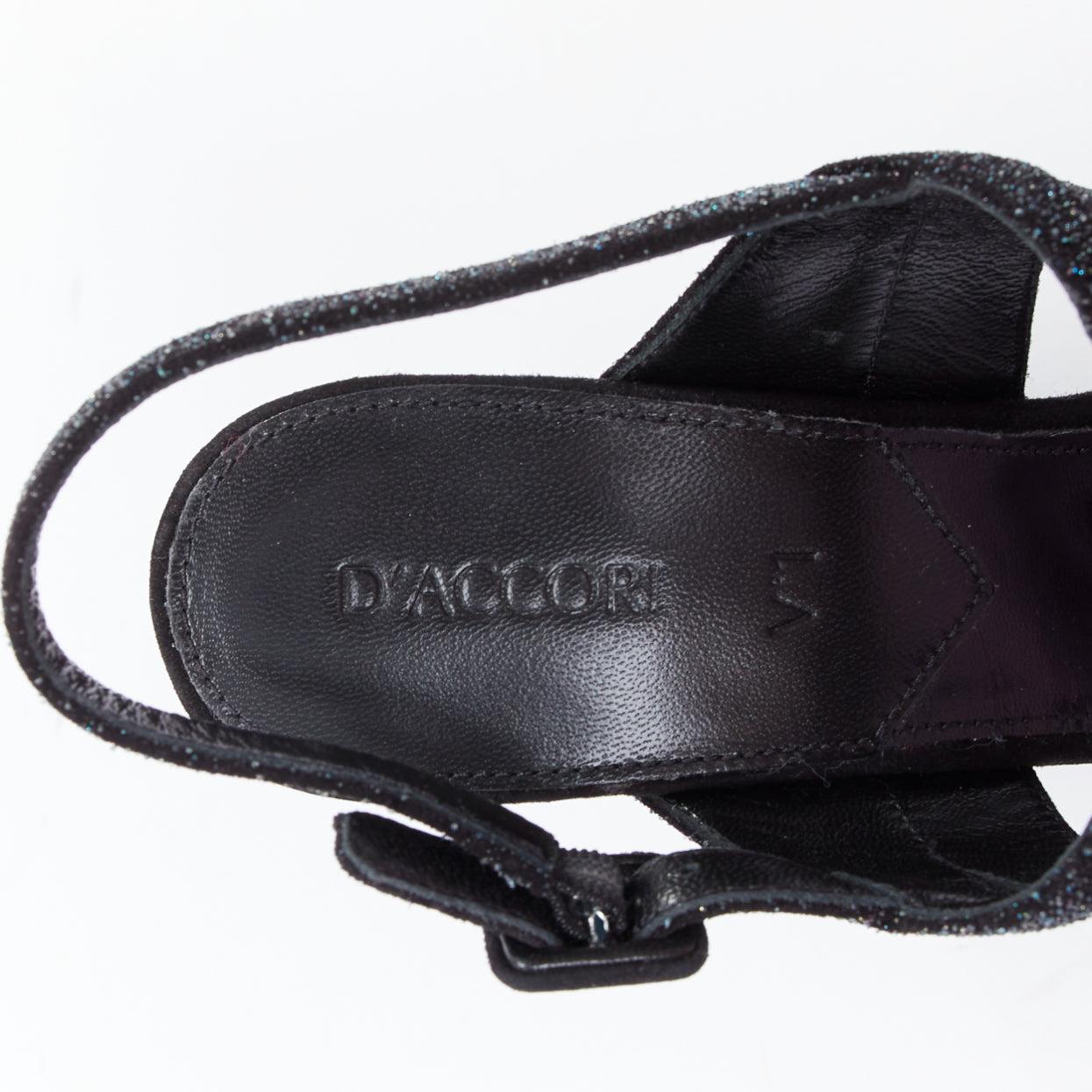 D'ACCORI Belle Galactic Black glitter textured platform sandales EU39 en vente 4