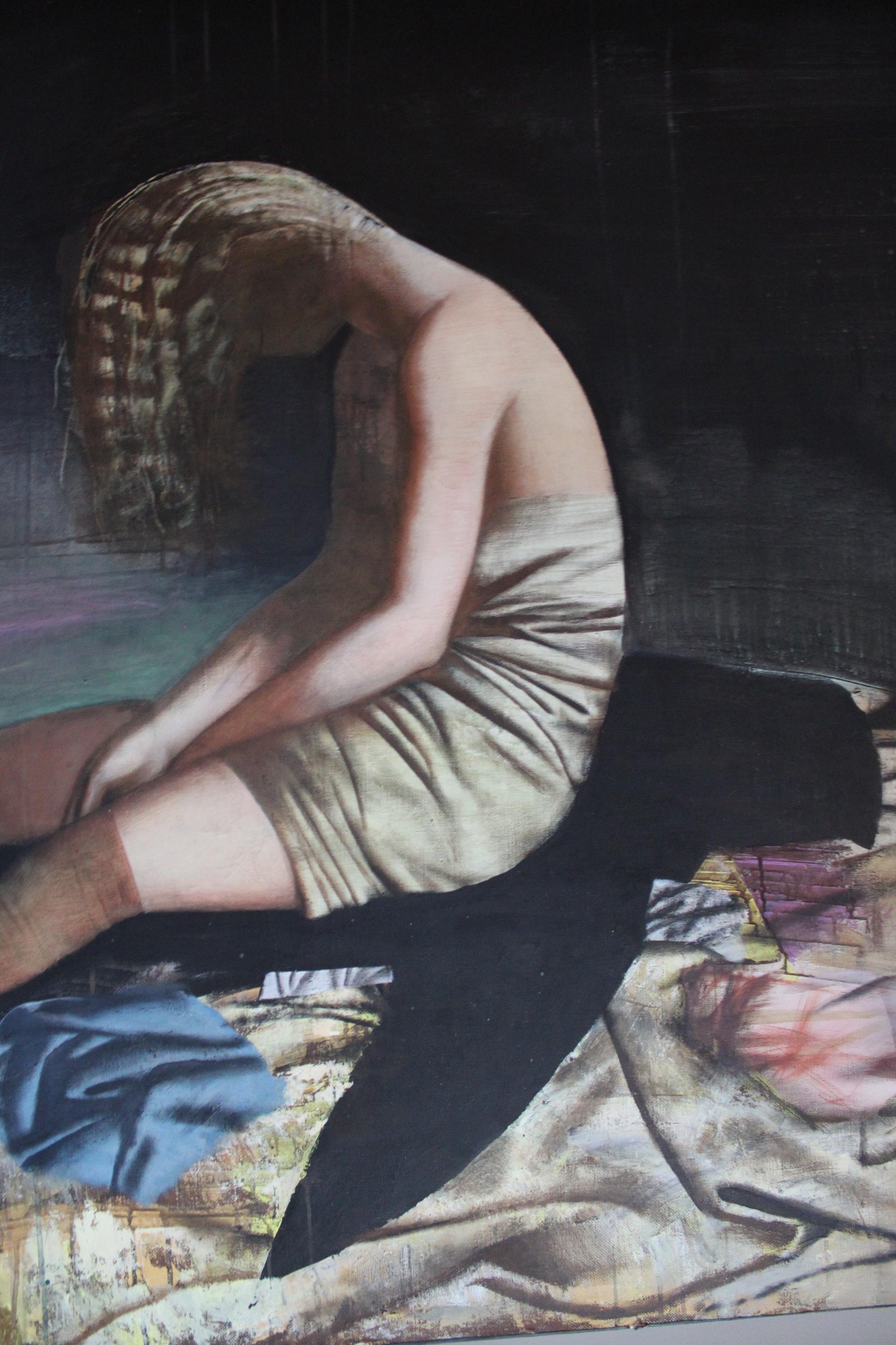 Uccello rondine - Figurative Painting Nero di Dace Liela