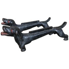 Dachshund Andirons Antique Cast Iron