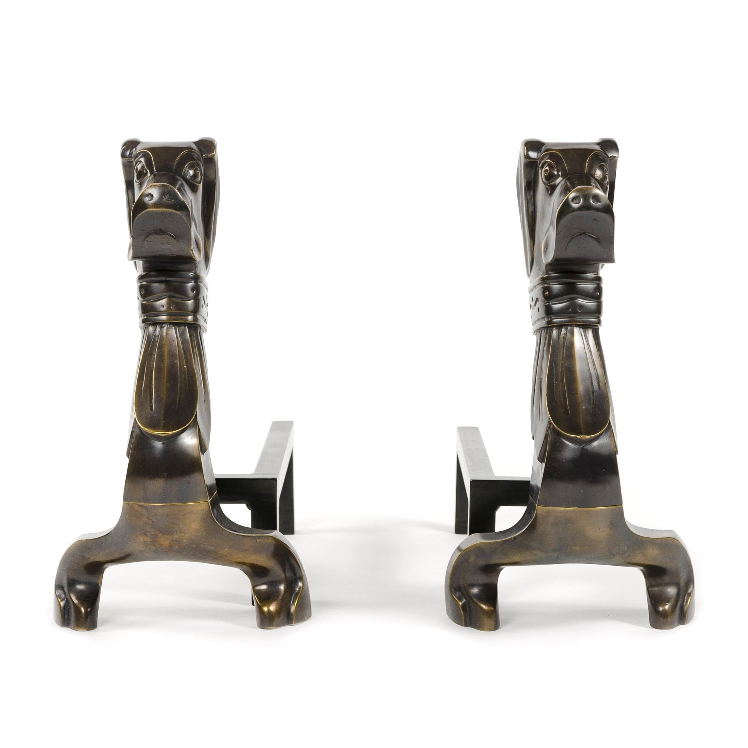 Art Deco Dachshund Andirons For Sale