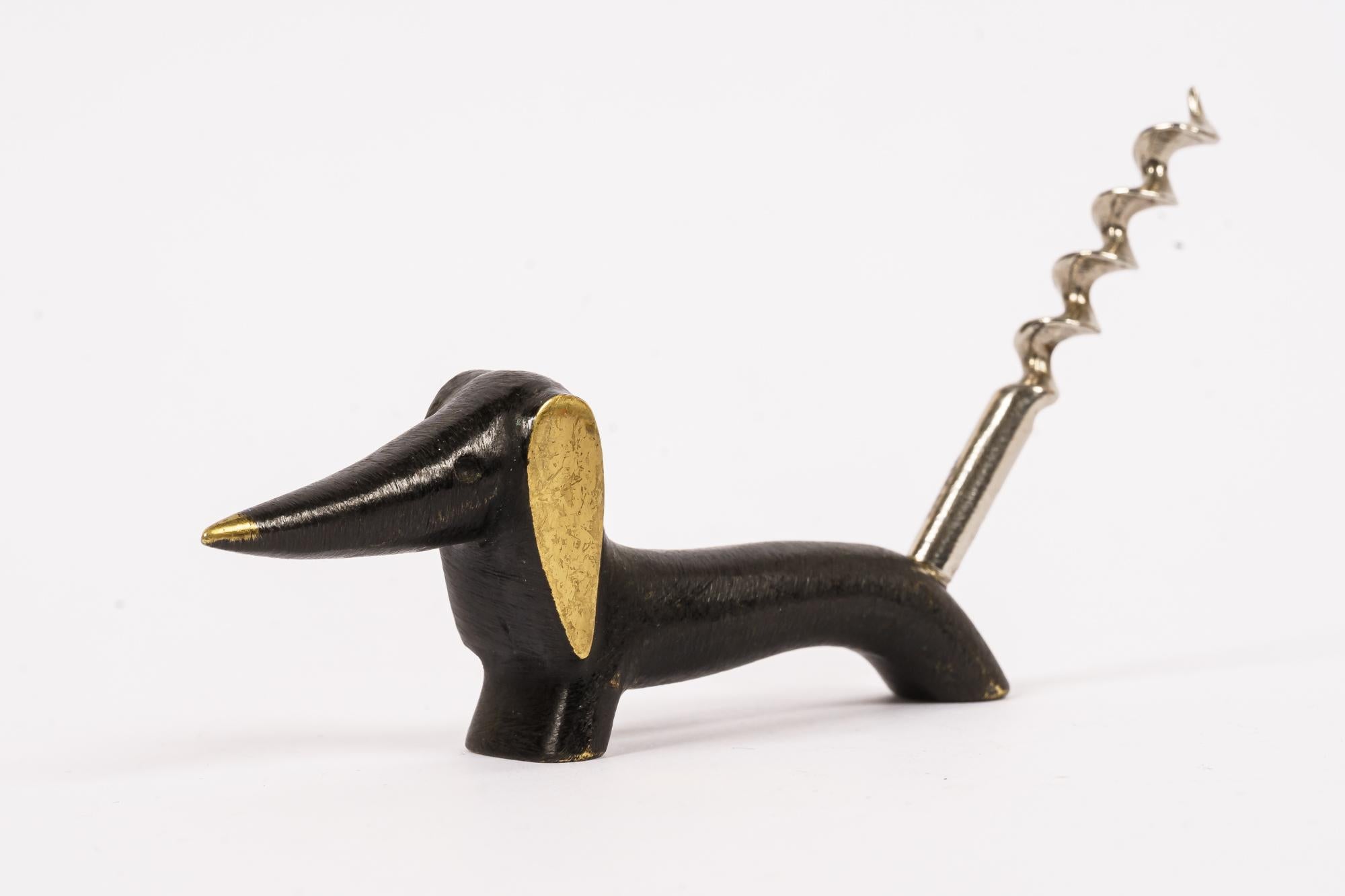 Mid-Century Modern Dachshund Bottle Opener by Walter Bosse Vienna, Around 1950s