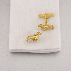 Dachshund Cufflinks in 9 Karat Gold Vermeil