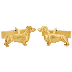 Dachshund Cufflinks in 9 Karat Gold Vermeil