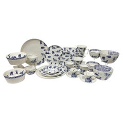 Delfts Blue Dachshund Dinnerware Set for Two - Ceramic by Janny van der Heijden